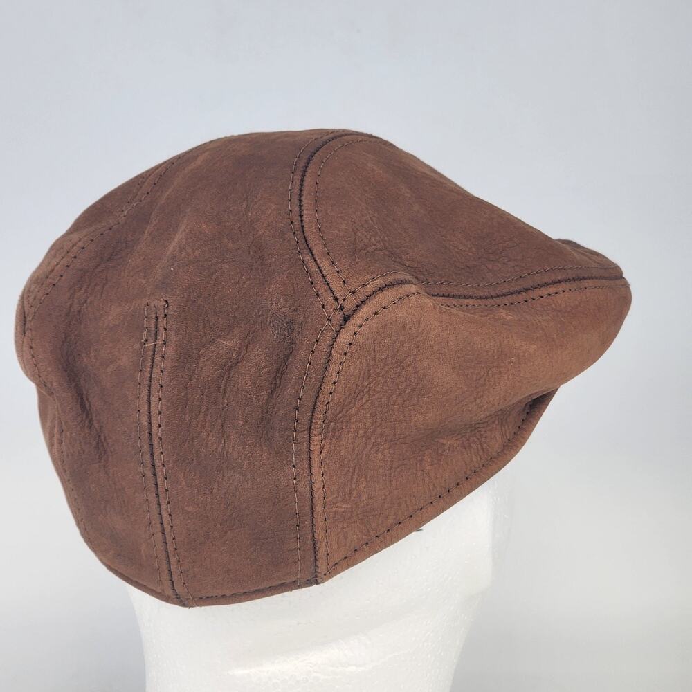 Leather Newsboy Cap Mens Small Medium Cabbie Driver Hat Made in USA Classic Y2K - Picture 5 of 13